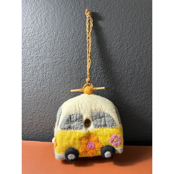 Handmade WOOL Camper Van Birdhouse Hippie, VW Bus Style - Picture 1 of 6